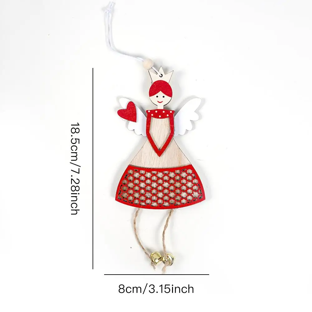 cute angel doll wooden crafts pendant christmas tree ornaments