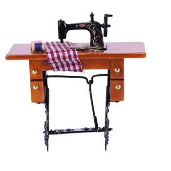 Retro Dollhouse Miniature Furniture Sewing Machine with Accessory Wood Metal 
Retro Dollhouse Miniature Furniture Sewing Machine with Accessory Wood Metal