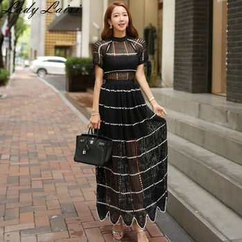 2019 Summer Runway Desigher Maxi Dress Women Sexy Elegant Short Sleeve Hollow Out Lace Dress Long party Vestidos
2019 Summer Runway Desigher Maxi Dress Women Sexy Elegant Short Sleeve Hollow Out Lace Dress Long party Vestidos