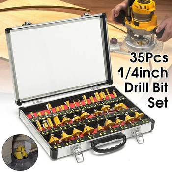 35PCS 1/4 Inch Wood Milling Cutter Shank Router Bit Set Trimming Machine Tool for Electric Trimmer Wood Work Cutting Kit
35PCS 1/4 Inch Wood Milling Cutter Shank Router Bit Set Trimming Machine Tool for Electric Trimmer Wood Work Cutting Kit