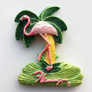 

New Handmade Painted Florida Flamingo 3D Fridge Magnets Tourism Souvenirs Refrigerator Magnetic Stickers Gift