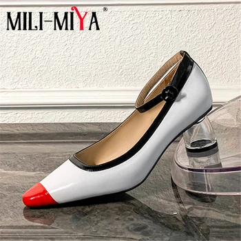 MILI-MIYA Fashion Women Cow Leather Pumps Buckle Strap Ankle Wrap Mixed Colors Crystal Round Heels Office&Career Shoe Size 34-40
MILI-MIYA Fashion Women Cow Leather Pumps Buckle Strap Ankle Wrap Mixed Colors Crystal Round Heels Office&Career Shoe Size 34-40