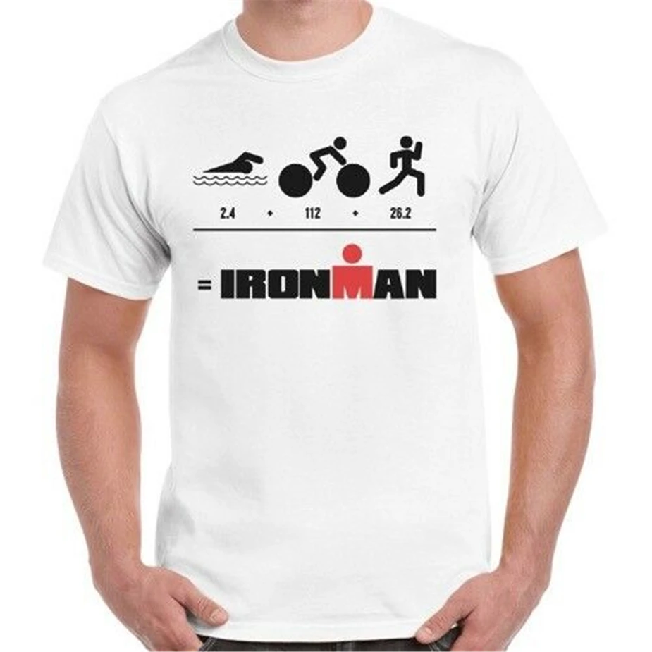 Фото Ironman Triathlon Cycle Run Swim 140 6 70 3 Finisher Ретро футболка 135 Homme индивидуальные футболки |