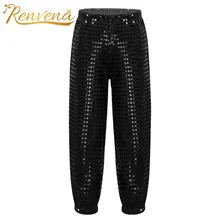 

Kids Girls Boys Shiny Sequins Pants Trousers Dancewear Childrens Performance Hip-hop Jazz Dance Costume Fashion Boy's Pants