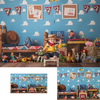 Toy Story Backdrop for Kids Cake Smash Character Sky Blue Clouds Wall Wood Floor Backgrounds for Photo Studio Room Decoration
Toy Story Backdrop for Kids Cake Smash Character Sky Blue Clouds Wall Wood Floor Backgrounds for Photo Studio Room Decoration