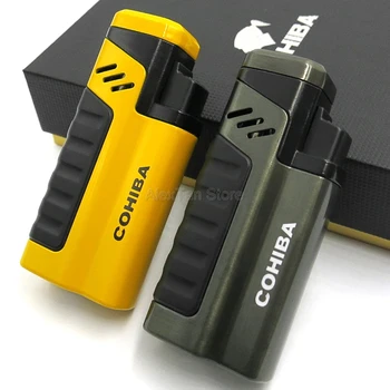 COHIBA Classic Windproof Cigar Cigarette Metal Refillable Lighter 4 Torch Jet Flame Adjustable With Gift Box And Cigar Punch
COHIBA Classic Windproof Cigar Cigarette Metal Refillable Lighter 4 Torch Jet Flame Adjustable With Gift Box And Cigar Punch