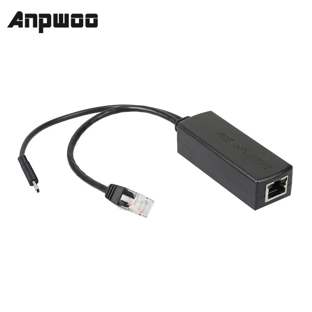 ANPWOO IEEE 802.3af Micro USB Активный сплиттер PoE Мощность Over Ethernet 48V до 5V 2.4A для планшета Dropcam