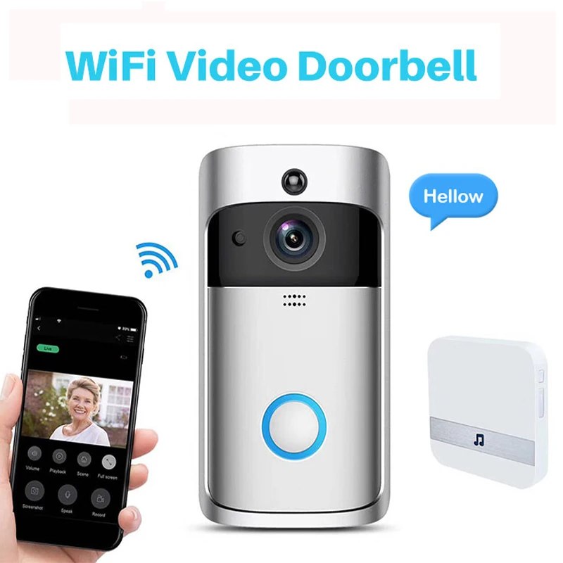 Smart Video Wireless Wifi Doorbell Intercom 720P Phone Call Door Bell Camera Infrared Remote Record Home Security Monitoring 
Smart Video Wireless Wifi Doorbell Intercom 720P Phone Call Door Bell Camera Infrared Remote Record Home Security Monitoring