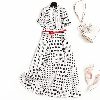 plus size 3XL women summer dress 2020 short sleeve black white polka dots print a-line belt elegant long dresses
plus size 3XL women summer dress 2020 short sleeve black white polka dots print a-line belt elegant long dresses