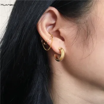 HUANZHI 2019 Korea Metal Geometric Irregular Earless Hole Chain Tassel Ear Clip Spiral Round Earrings for Woman Girl Accessories
HUANZHI 2019 Korea Metal Geometric Irregular Earless Hole Chain Tassel Ear Clip Spiral Round Earrings for Woman Girl Accessories
