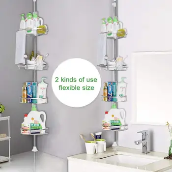 Bathroom 4-layer Storage Shelf Retractable Installation-free Stainless Steel Rack Free Drilling Adjust Height 110-280cm Rack HWC 
Bathroom 4-layer Storage Shelf Retractable Installation-free Stainless Steel Rack Free Drilling Adjust Height 110-280cm Rack HWC