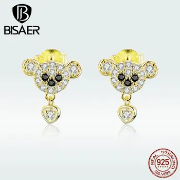 BISAER 925 Sterling Silver Little Bear Animal CollGXtion Stud Earrings for Women Cubic Zircon Women Jewelry Earrings GXE788
BISAER 925 Sterling Silver Little Bear Animal CollGXtion Stud Earrings for Women Cubic Zircon Women Jewelry Earrings GXE788