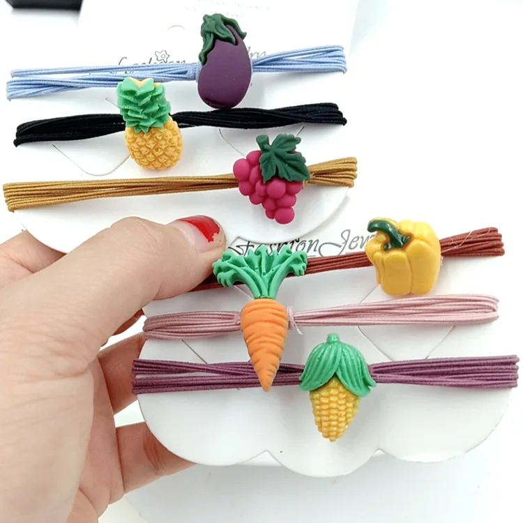 2020 New Small Cute Fruit Ring Temperament Ball Lamb Rope Tie Rubber Band Headwear Rope Hair Accessories For Women Girl
