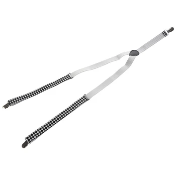 Unisex White Black Argyle Pattern Adjustable Y-Shaped Suspender Braces 
Unisex White Black Argyle Pattern Adjustable Y-Shaped Suspender Braces