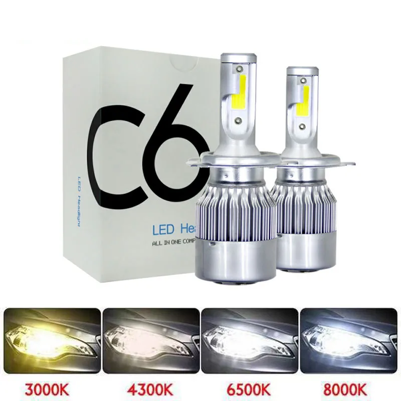 C6 Светодиодная лампа для автомобиля H8 H11 H7 H4 H1 светодиодные фары 6000K холодный