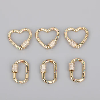 5pcs/Lot 18x29mm Rainbow CZ Micro Pave Oval Heart Shape Lock Screw Clasps Zirconia Carabiner Clasps For DIY Jewelry Accessories
5pcs/Lot 18x29mm Rainbow CZ Micro Pave Oval Heart Shape Lock Screw Clasps Zirconia Carabiner Clasps For DIY Jewelry Accessories