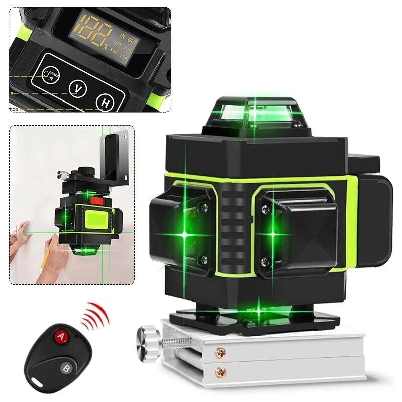 3D Laser Level 16 Lines Green Line 360 Horizontal Vertical Super Powerful Laser level with Wall Attachment Frame Remote Control
3D Laser Level 16 Lines Green Line 360 Horizontal Vertical Super Powerful Laser level with Wall Attachment Frame Remote Control