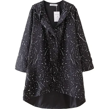 Women Spring Trench Coat Lady hooded Coat Female Paint points Print Outerwear Casaco Feminino Plus Size Loose S6-9604
Women Spring Trench Coat Lady hooded Coat Female Paint points Print Outerwear Casaco Feminino Plus Size Loose S6-9604