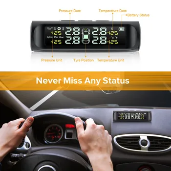 Solar Tpms Systems Tire Pressure Monitoring System Tyre Pressure Sensor LCD Display External Sensor Temperature Warning
Solar Tpms Systems Tire Pressure Monitoring System Tyre Pressure Sensor LCD Display External Sensor Temperature Warning