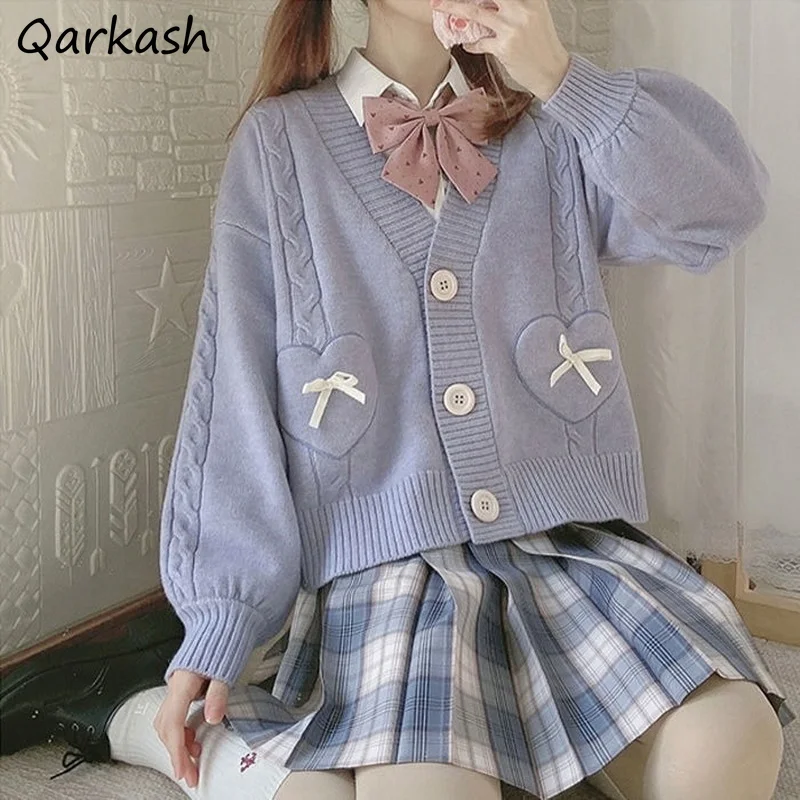 Cardigan Women Sweet Lovely Student Warm Soft Daily Casual Loose-fitting Long Sleeve Sweater Solid Bow V-neck Knitting All-match
Cardigan Women Sweet Lovely Student Warm Soft Daily Casual Loose-fitting Long Sleeve Sweater Solid Bow V-neck Knitting All-match