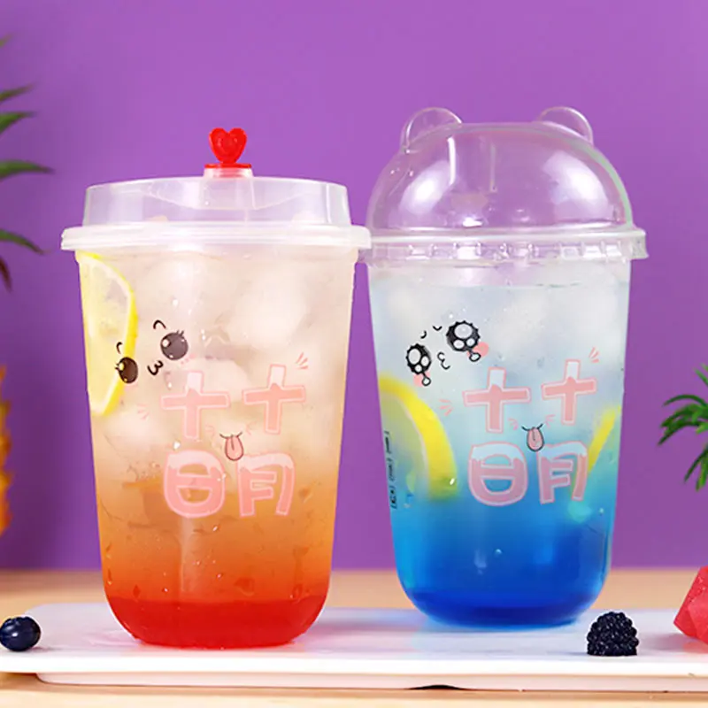 50pcs High quality 90 caliber 500ml/700ml transparent cold hot drink plastic cup U shape cute party favor beverage cup with lid 
50pcs High quality 90 caliber 500ml/700ml transparent cold hot drink plastic cup U shape cute party favor beverage cup with lid