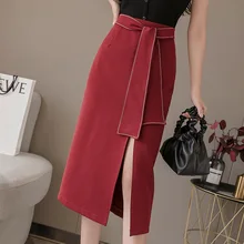 Women Elegant Fashion Lace-up Pencil Skirts 2021 Spring Summer New High Waist Slit Midi Long Skirt Ladies Knee-length Skirts OL
Women Elegant Fashion Lace-up Pencil Skirts 2021 Spring Summer New High Waist Slit Midi Long Skirt Ladies Knee-length Skirts OL