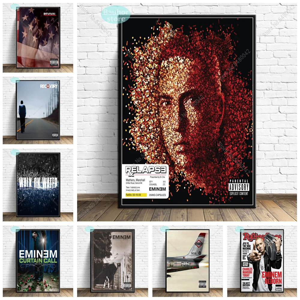 Плакат Eminem музыкальный Рэппер Обложка альбома Картина на холсте плакаты и принты