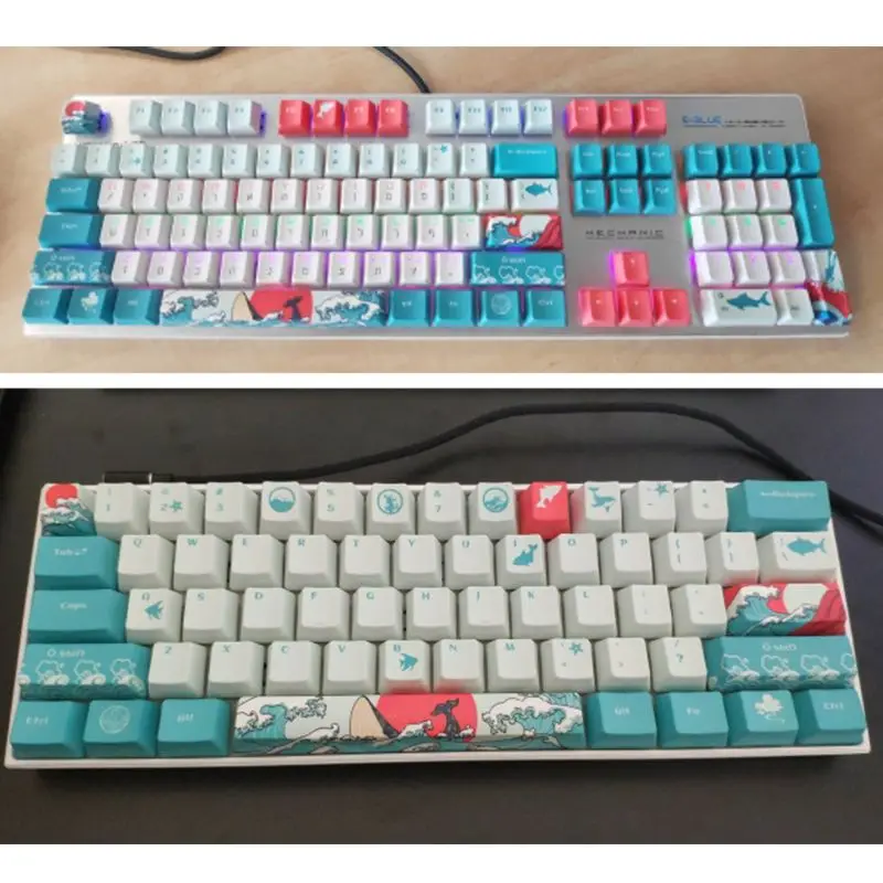 5 Sides Dye-Sublimation 109 Keys OEM PBT Keycaps Full Set Mechanical Keyboard Keycaps Ukiyo-e Sea Waves Keycaps 
5 Sides Dye-Sublimation 109 Keys OEM PBT Keycaps Full Set Mechanical Keyboard Keycaps Ukiyo-e Sea Waves Keycaps