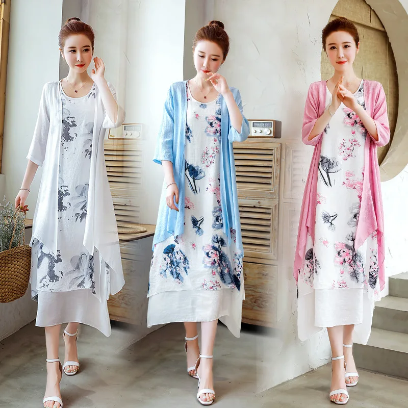 2019 Summer New Style Cotton Linen Dress Women's Chinese-style Hipster Loose-Fit Dress Outfit Slimming Flax Two-Piece Set
2019 Summer New Style Cotton Linen Dress Women's Chinese-style Hipster Loose-Fit Dress Outfit Slimming Flax Two-Piece Set