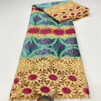 Newest African Lace Fabric Water soluble Cotton Lace Sewing With Stones High Quality Nigerian velvet Lace Fabric For Wedding Sew 
Newest African Lace Fabric Water soluble Cotton Lace Sewing With Stones High Quality Nigerian velvet Lace Fabric For Wedding Sew