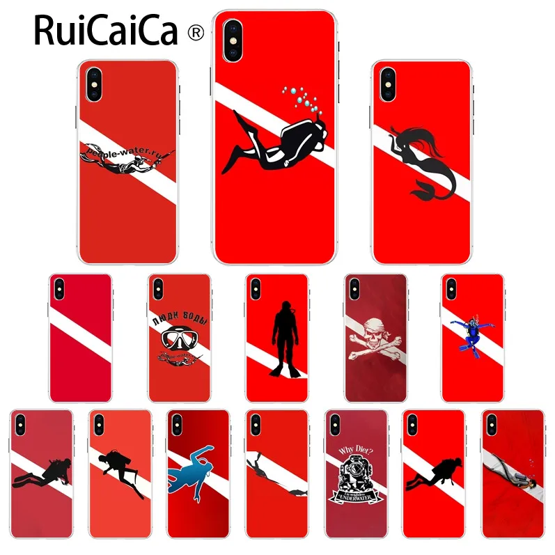 Фото Ruicaica Diver Down Scuba Flag TPU Soft High Quality Phone Case for iPhone 8 7 6 6S Plus X XS MAX 5 5S SE XR 11 pro max | Мобильные