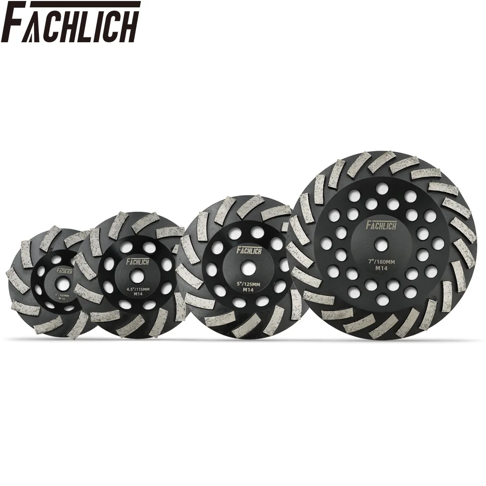 

Fachlich 1pc M14 thread Diamond Sanding Disc Grinding Turbo Row Cup Wheel for Concrete Hard Stone Granite 100/115/125/180mm