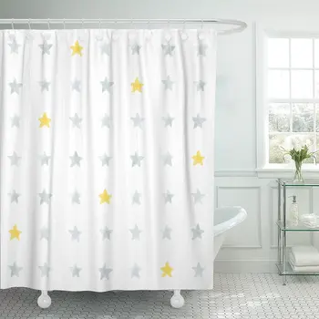 Abstract Beautiful Pattern Gray and Yellow Stars Brush Color Bathroom Curtain Waterproof Polyester Fabric 60 x 72 inches Set 
Abstract Beautiful Pattern Gray and Yellow Stars Brush Color Bathroom Curtain Waterproof Polyester Fabric 60 x 72 inches Set
