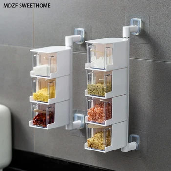 2/3/4 Layers Rotating Wall Mount Seasoning Storage Box Spice Rack Sugar Salt Jars Containers With Spoons Kitchen Organizer Tools
2/3/4 Layers Rotating Wall Mount Seasoning Storage Box Spice Rack Sugar Salt Jars Containers With Spoons Kitchen Organizer Tools