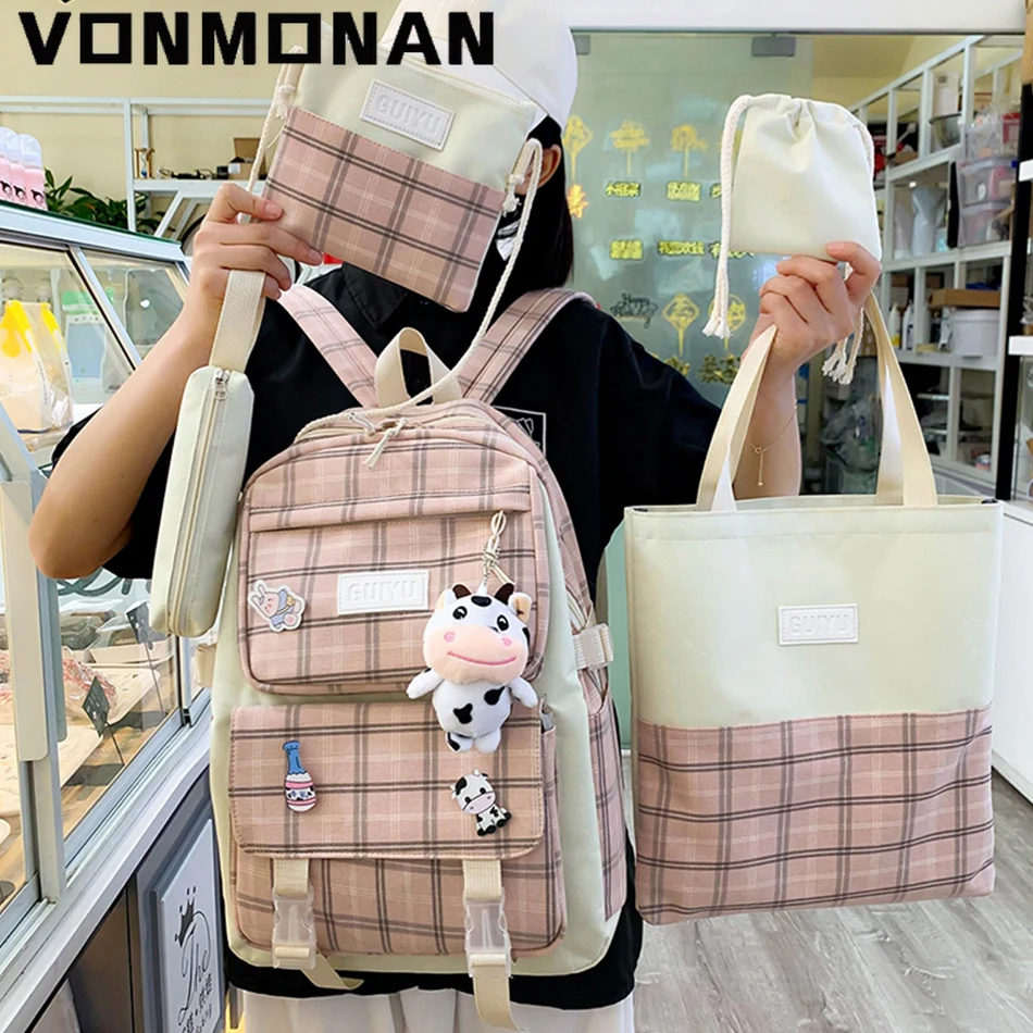 4 Pcs Backpack Purse Canvas School Book Bag for Teenage Girls College Bagpack Pencil Case Kawaii Student Bag Rucksack Handbag
4 Pcs Backpack Purse Canvas School Book Bag for Teenage Girls College Bagpack Pencil Case Kawaii Student Bag Rucksack Handbag