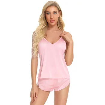 Spring and Summer Sling Imitation Silk Home Service Suit Sexy Cool Casual Comfortable Two-piece Home Service Pajamas for Women
Spring and Summer Sling Imitation Silk Home Service Suit Sexy Cool Casual Comfortable Two-piece Home Service Pajamas for Women