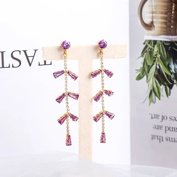 BALANBIU Delicate Crystal Zircon Leaf Drop Earrings For Women Gold Color Brass Long Chain Tassel Earrings Fashion Jewelry
BALANBIU Delicate Crystal Zircon Leaf Drop Earrings For Women Gold Color Brass Long Chain Tassel Earrings Fashion Jewelry