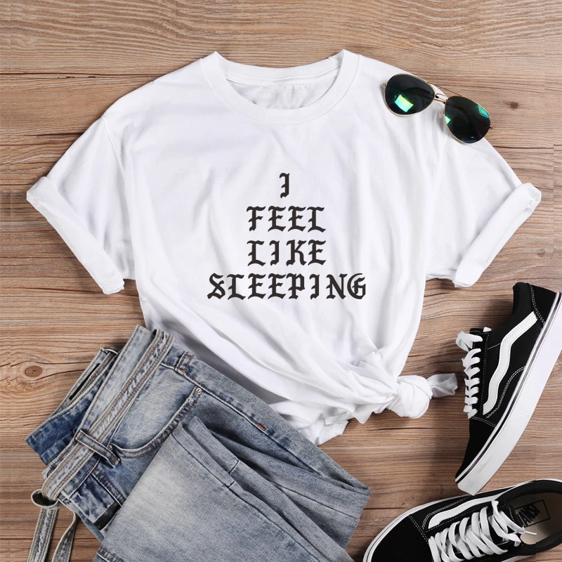 Женская футболка ONSEME в стиле панк футболки с надписью I Feel Like Sleep женские топы