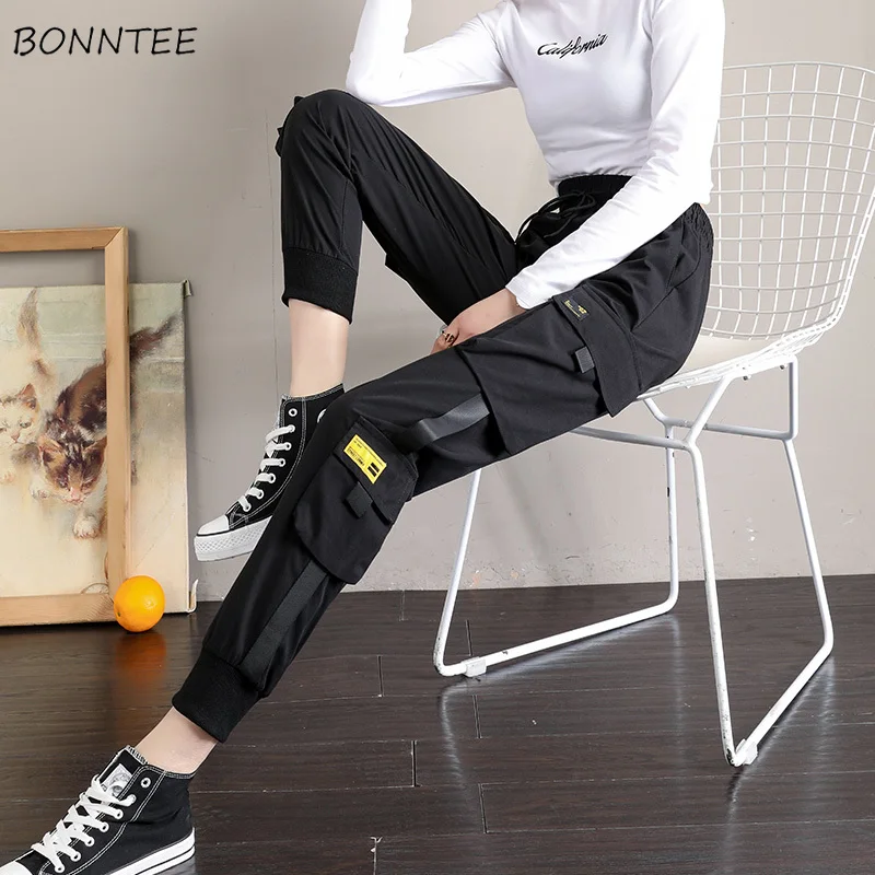 Cargo Pants Women Large Size Pockets Solid Cool Chic Streetwear Design Spring All-match Sports Fashion Trousers New Student Ins | Женская