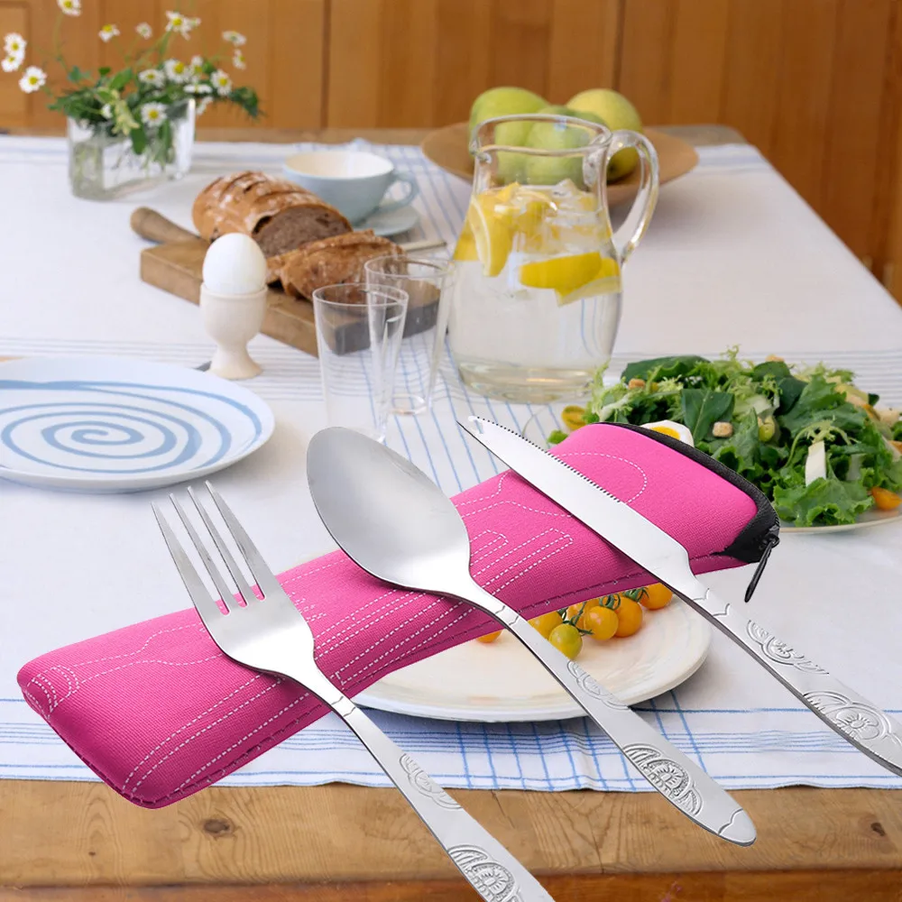 3Pcs Stainless Steel Fork Spoon Tableware Travel Camping Cutlery Dinnerware Reusable Chopsticks Portable Case Dinnerware Set
3Pcs Stainless Steel Fork Spoon Tableware Travel Camping Cutlery Dinnerware Reusable Chopsticks Portable Case Dinnerware Set