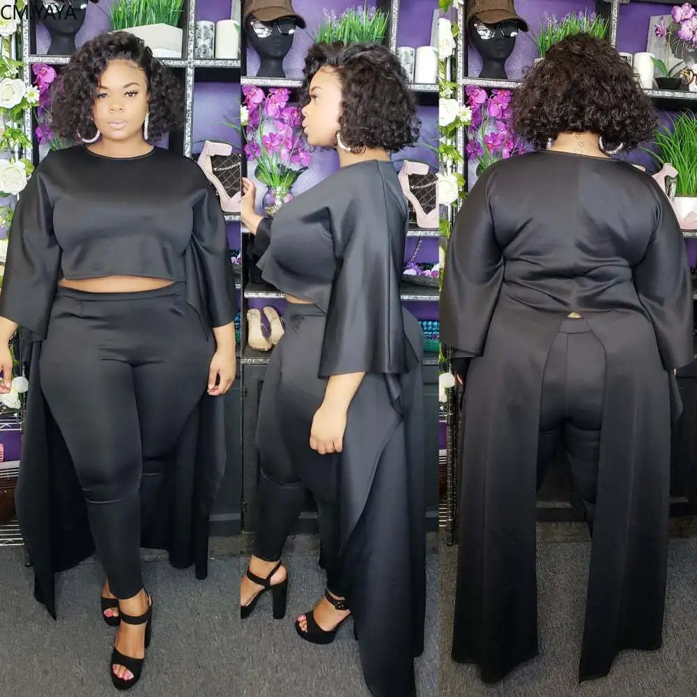 Plus size XL-5XL Autumn Black Women's Set High Low Maxi High Slit Back Top Pencil Pants suit two piece set tracksuit outfits
Plus size XL-5XL Autumn Black Women's Set High Low Maxi High Slit Back Top Pencil Pants suit two piece set tracksuit outfits