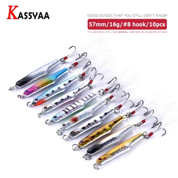 10pcs/Kit 57mm 16g Metal Jig Fishing Lures Long Shot Spoon #8 Feather Fishhooks Lead Sea Bass Spinner Bait Jigging Pesca Tackle
10pcs/Kit 57mm 16g Metal Jig Fishing Lures Long Shot Spoon #8 Feather Fishhooks Lead Sea Bass Spinner Bait Jigging Pesca Tackle