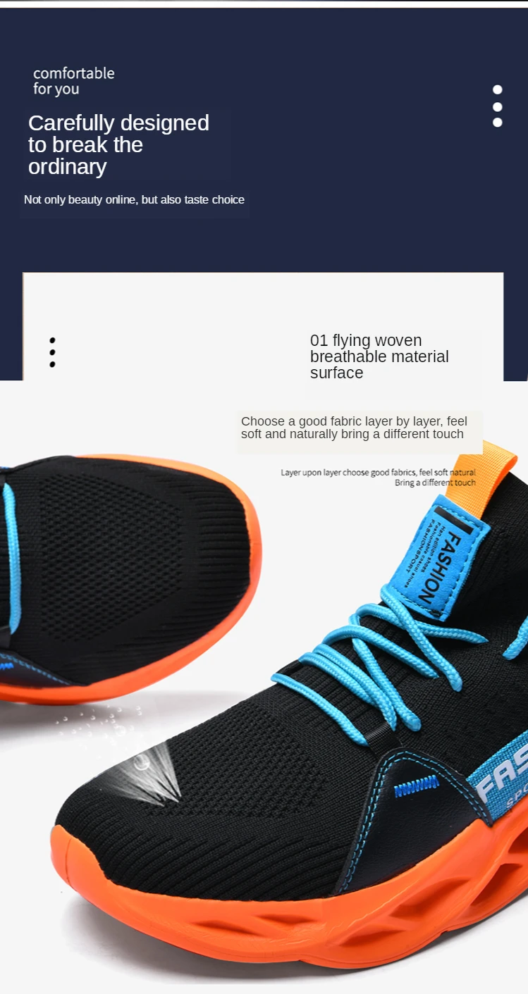 Men's shoes breathable fly weaving 2020 yezi hot style shoes trendy casual knife peak shoes summer sports running shoes me