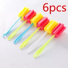 6Pcs Cup Brush Kitchen Cleaning Tool Sponge Brush For Wineglass Bottle Coffe Tea Glass Cup Mug handle Brush wholesale