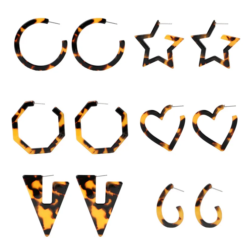 DAIWUJAN New Leopard Print Acrylic Hoop Earrings For Women Tortoiseshell Acetate Resin Geometric Octagon Earring Ear Jewelry
DAIWUJAN New Leopard Print Acrylic Hoop Earrings For Women Tortoiseshell Acetate Resin Geometric Octagon Earring Ear Jewelry