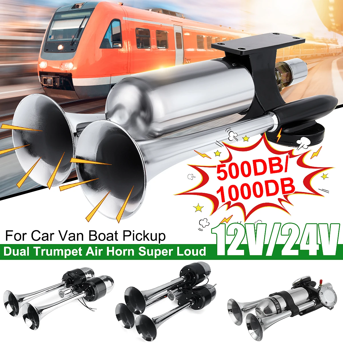12V/24V 500DB Marine Boat Stainless Steel Dual Trumpet Electric Horn with Mounting Bracket for Ship Sailboat Yacht Car Trucks
12V/24V 500DB Marine Boat Stainless Steel Dual Trumpet Electric Horn with Mounting Bracket for Ship Sailboat Yacht Car Trucks
