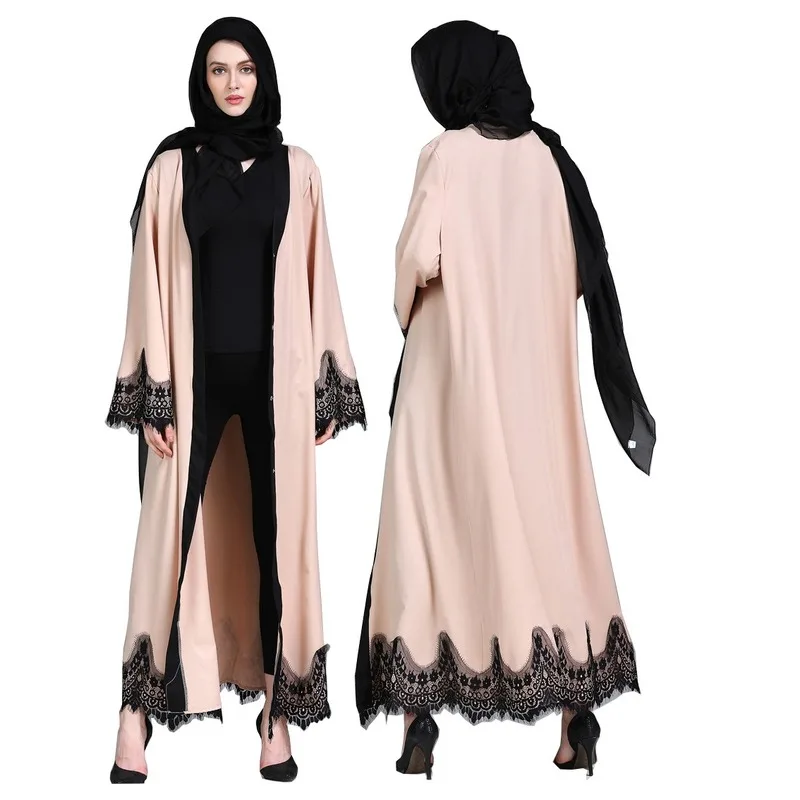 Абайя Женская с длинным рукавом модное кружевное мусульманское платье Турецкая
