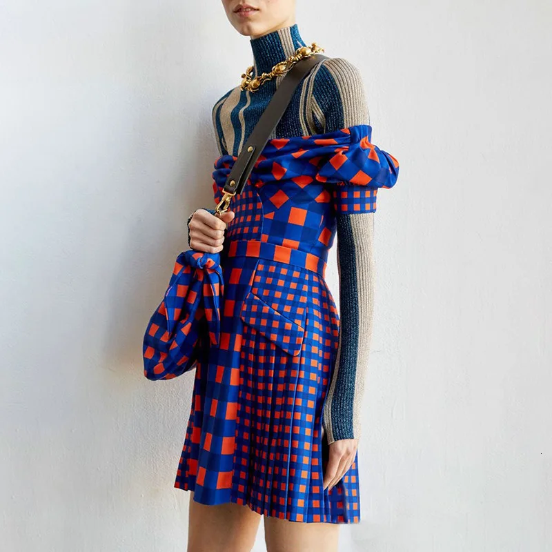 Europe And America Popular Brand 2020 Spring New Style Fashion A- line off-Shoulder Short Sleeve Plaid Mixed Colors Pleated
Europe And America Popular Brand 2020 Spring New Style Fashion A- line off-Shoulder Short Sleeve Plaid Mixed Colors Pleated