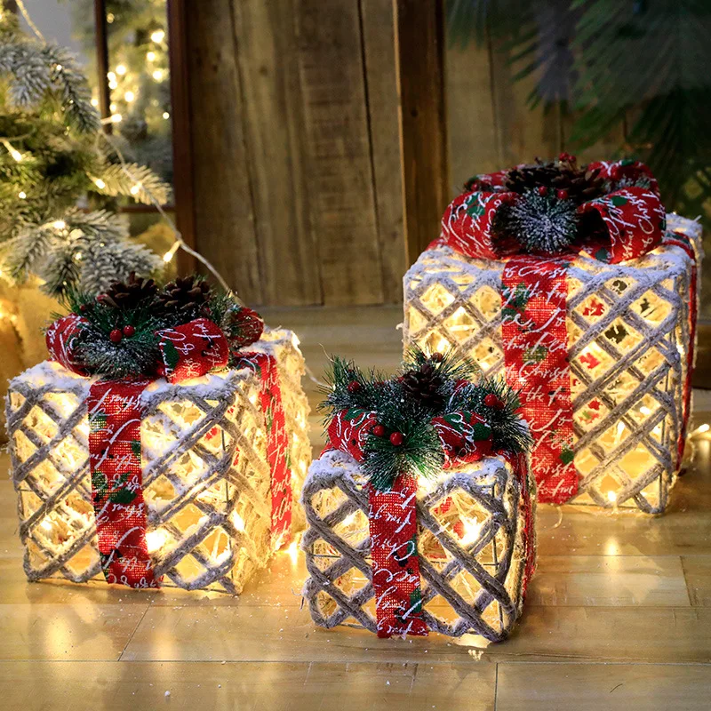 3pcs Christmas Gift Box Three-piece Holiday Light String Warm White Christmas LED Lighting Home Party Wedding Iron Art Gift Box
3pcs Christmas Gift Box Three-piece Holiday Light String Warm White Christmas LED Lighting Home Party Wedding Iron Art Gift Box