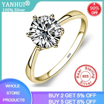 YANHUI Classic Six Claw Gold Color Ring 6mm Zirconia Wedding Rings for Bridal Christmas Gift for Women Jewelry Engagement Ring
YANHUI Classic Six Claw Gold Color Ring 6mm Zirconia Wedding Rings for Bridal Christmas Gift for Women Jewelry Engagement Ring